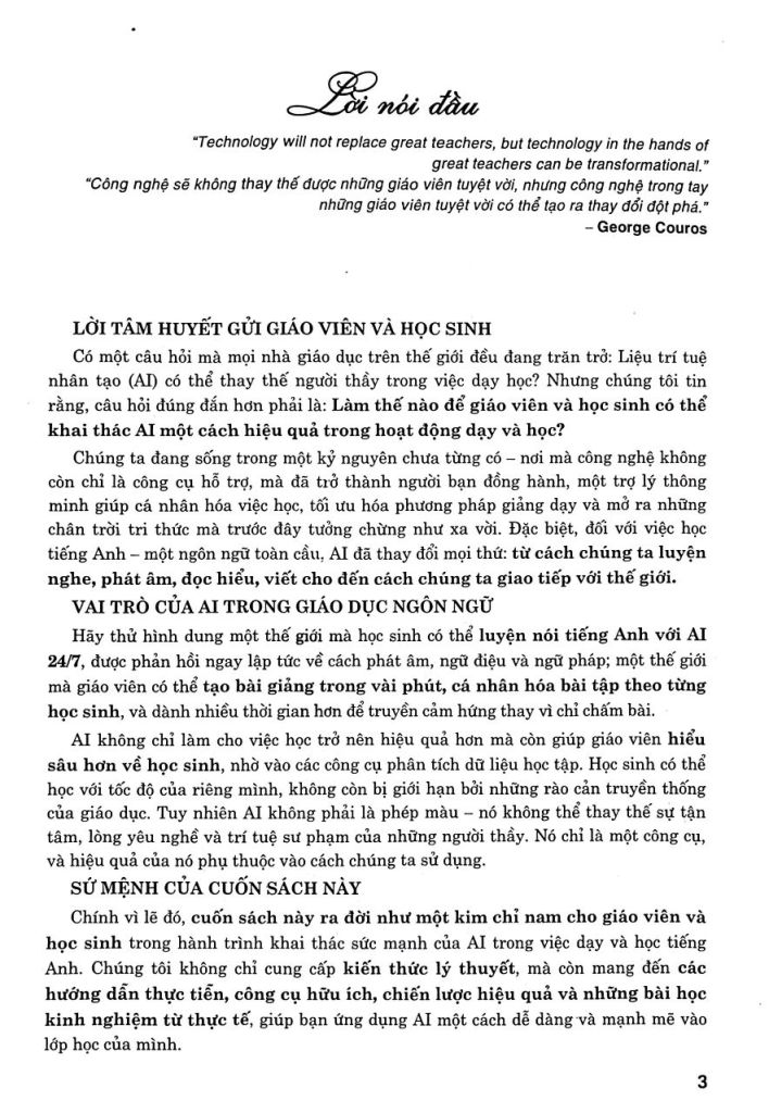 ỨNG DỤNG TRÍ TUỆ NHÂN TẠO AI TRONG DẠY VÀ HỌC MÔN TIẾNG ANH (Dành cho Giáo viên và học sinh)